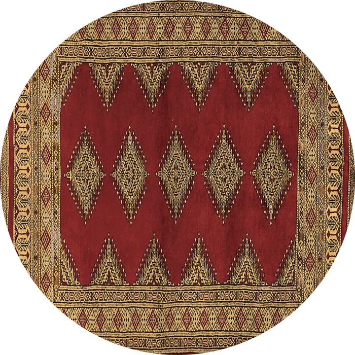 Round Persian Brown Traditional Rug, tr2472brn