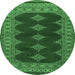 Round Machine Washable Persian Emerald Green Traditional Area Rugs, wshtr2472emgrn