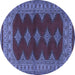 Round Persian Blue Traditional Rug, tr2472blu