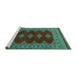 Sideview of Machine Washable Persian Turquoise Traditional Area Rugs, wshtr2472turq