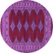 Round Machine Washable Persian Purple Traditional Area Rugs, wshtr2472pur