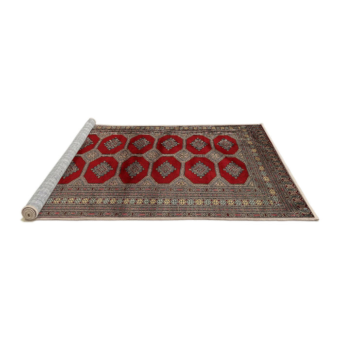 Sideview of Machine Washable Traditional Saffron Red Rug, wshtr2473