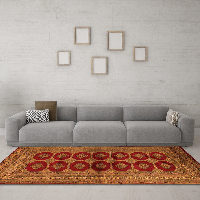 Machine Washable Persian Orange Traditional Area Rugs in a Living Room, wshtr2473org