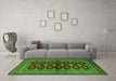 Machine Washable Persian Green Traditional Area Rugs in a Living Room,, wshtr2473grn