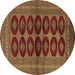 Round Persian Brown Traditional Rug, tr2473brn