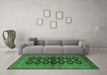 Machine Washable Persian Emerald Green Traditional Area Rugs in a Living Room,, wshtr2473emgrn