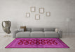 Machine Washable Persian Pink Traditional Rug in a Living Room, wshtr2473pnk