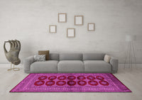 Machine Washable Persian Pink Traditional Rug, wshtr2473pnk