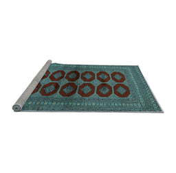 Sideview of Machine Washable Persian Light Blue Traditional Rug, wshtr2473lblu