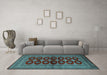 Machine Washable Persian Light Blue Traditional Rug in a Living Room, wshtr2473lblu