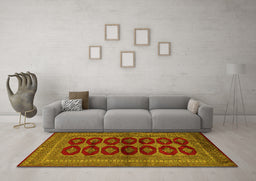 Machine Washable Persian Yellow Traditional Rug in a Living Room, wshtr2473yw