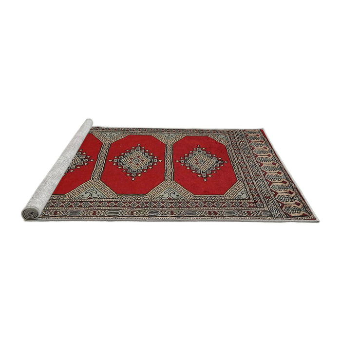 Sideview of Machine Washable Traditional Brown Rug, wshtr2474