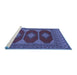 Sideview of Machine Washable Persian Blue Traditional Rug, wshtr2474blu