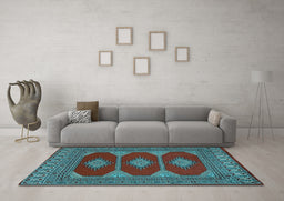Machine Washable Persian Light Blue Traditional Rug in a Living Room, wshtr2474lblu