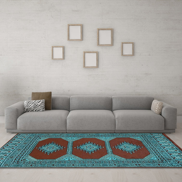 Machine Washable Persian Light Blue Traditional Rug in a Living Room, wshtr2474lblu