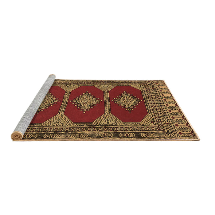 Sideview of Machine Washable Persian Brown Traditional Rug, wshtr2474brn