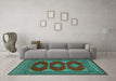 Machine Washable Persian Turquoise Traditional Area Rugs in a Living Room,, wshtr2474turq