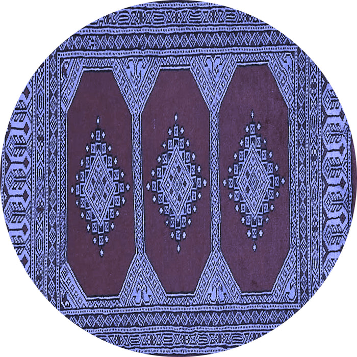 Round Machine Washable Persian Blue Traditional Rug, wshtr2474blu