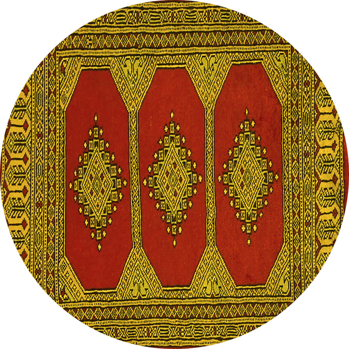 Round Persian Yellow Traditional Rug, tr2474yw