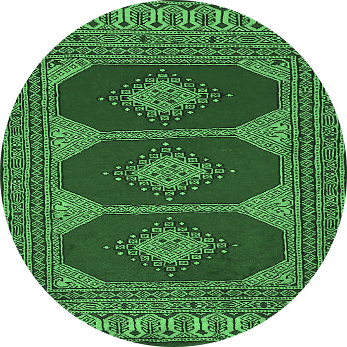 Round Machine Washable Persian Emerald Green Traditional Area Rugs, wshtr2474emgrn