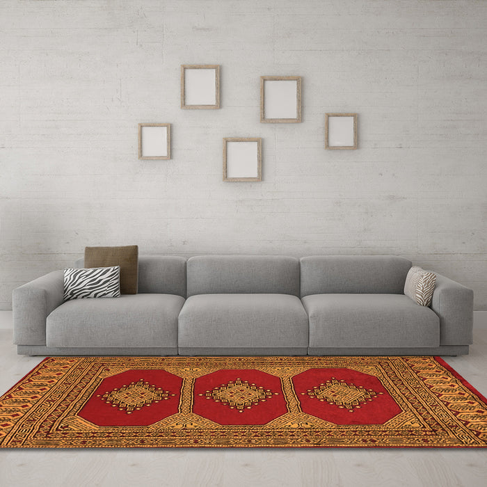 Machine Washable Persian Orange Traditional Area Rugs in a Living Room, wshtr2474org