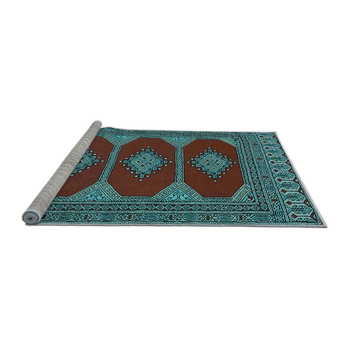 Sideview of Machine Washable Persian Light Blue Traditional Rug, wshtr2474lblu