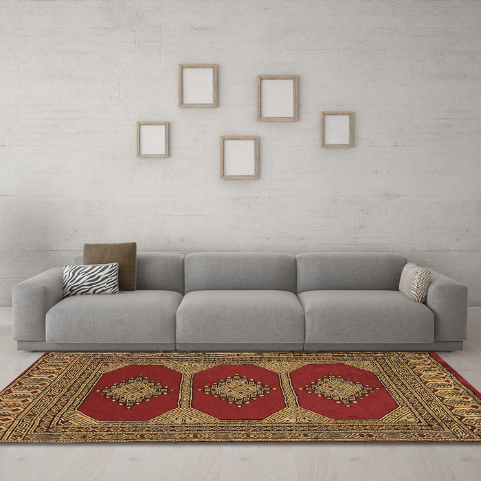 Machine Washable Persian Brown Traditional Rug in a Living Room,, wshtr2474brn