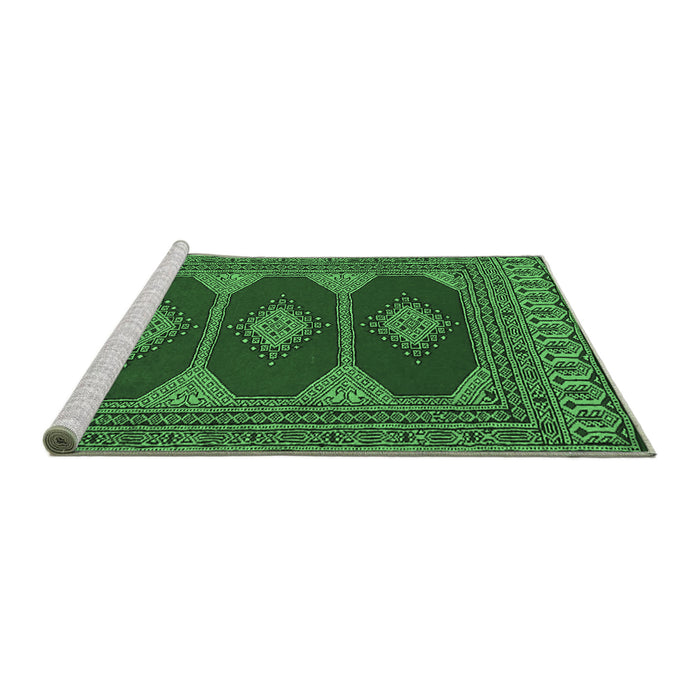 Sideview of Machine Washable Persian Emerald Green Traditional Area Rugs, wshtr2474emgrn