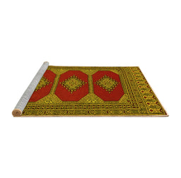 Sideview of Machine Washable Persian Yellow Traditional Rug, wshtr2474yw
