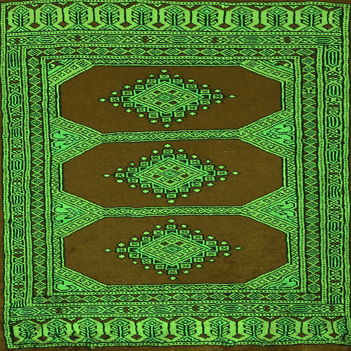 Round Machine Washable Persian Green Traditional Area Rugs, wshtr2474grn
