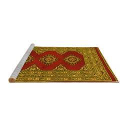 Sideview of Machine Washable Persian Yellow Traditional Rug, wshtr2475yw