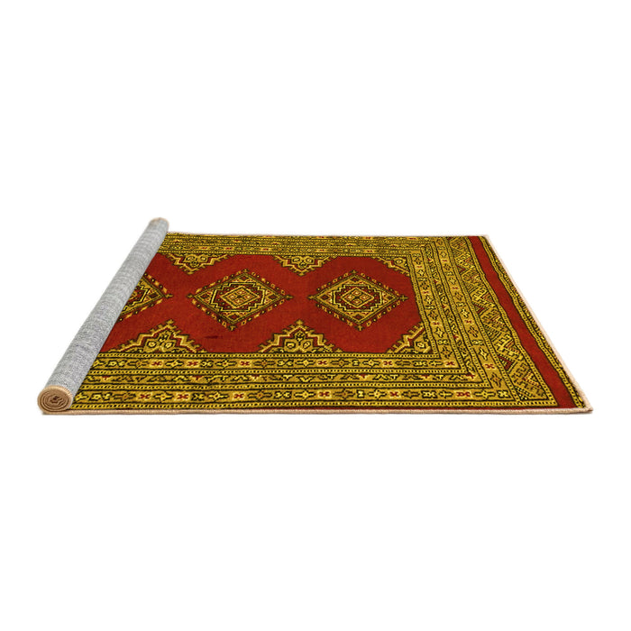 Sideview of Machine Washable Persian Yellow Traditional Rug, wshtr2475yw