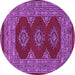 Round Machine Washable Persian Purple Traditional Area Rugs, wshtr2475pur