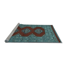 Sideview of Machine Washable Persian Light Blue Traditional Rug, wshtr2475lblu