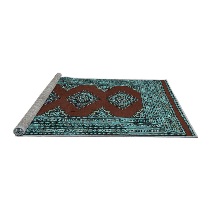 Sideview of Machine Washable Persian Light Blue Traditional Rug, wshtr2475lblu