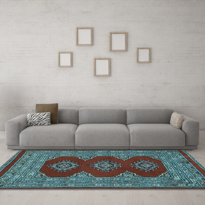 Machine Washable Persian Light Blue Traditional Rug in a Living Room, wshtr2475lblu