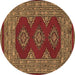 Round Persian Brown Traditional Rug, tr2475brn