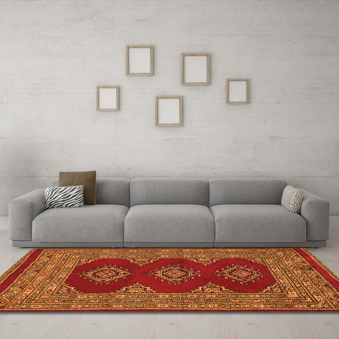 Machine Washable Persian Orange Traditional Area Rugs in a Living Room, wshtr2475org