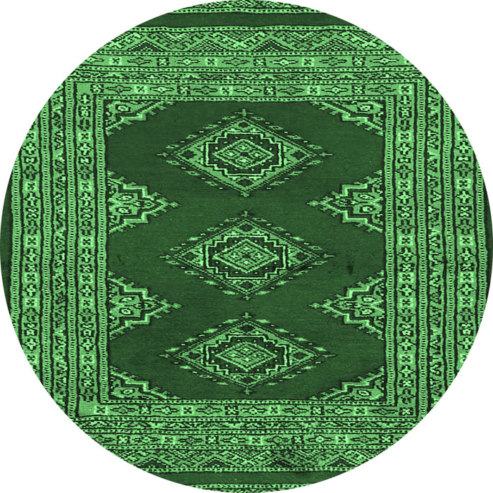 Round Persian Emerald Green Traditional Rug, tr2475emgrn