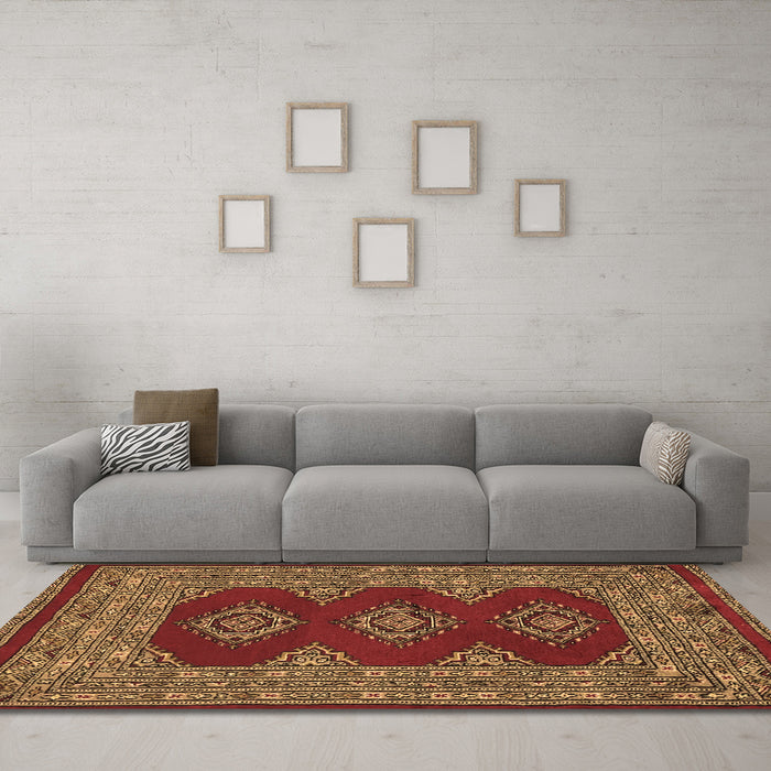 Machine Washable Persian Brown Traditional Rug in a Living Room,, wshtr2475brn