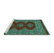 Sideview of Machine Washable Persian Turquoise Traditional Area Rugs, wshtr2475turq