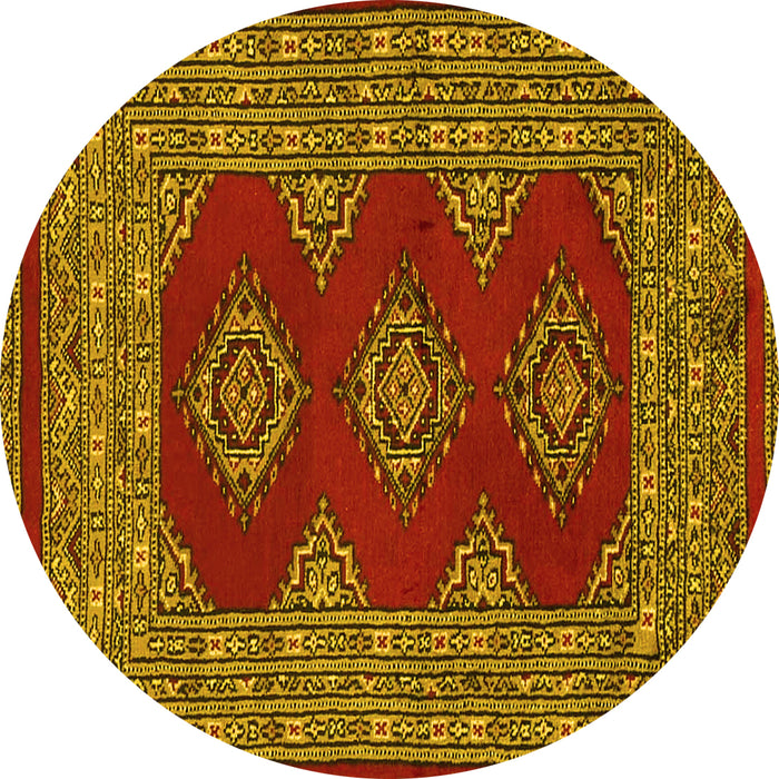 Round Persian Yellow Traditional Rug, tr2475yw