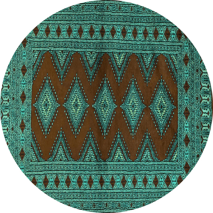Round Machine Washable Persian Turquoise Traditional Area Rugs, wshtr2476turq