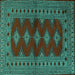 Square Machine Washable Persian Turquoise Traditional Area Rugs, wshtr2476turq