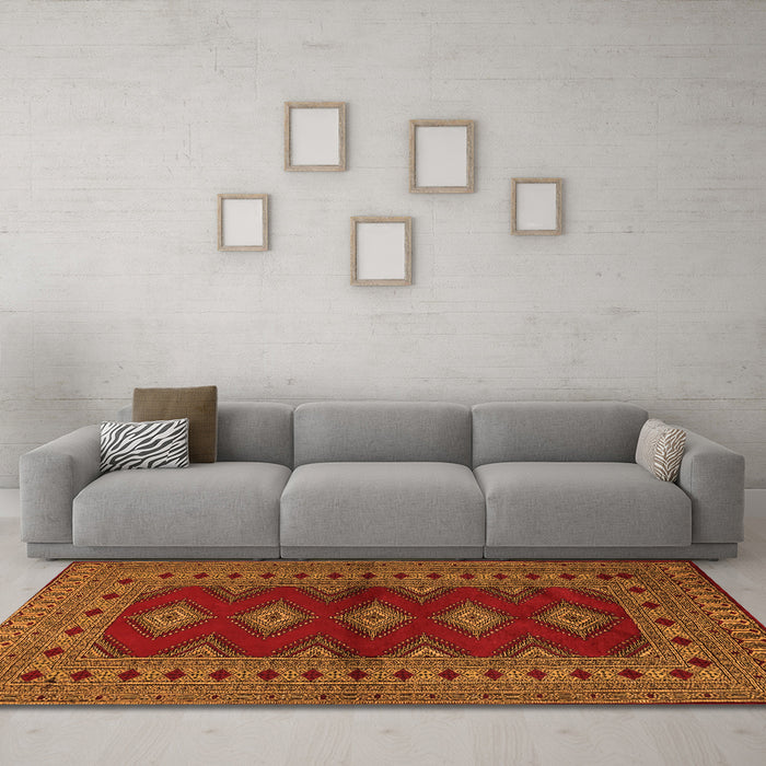 Machine Washable Persian Orange Traditional Area Rugs in a Living Room, wshtr2476org