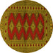 Round Persian Yellow Traditional Rug, tr2476yw