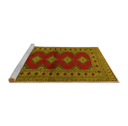 Sideview of Machine Washable Persian Yellow Traditional Rug, wshtr2476yw