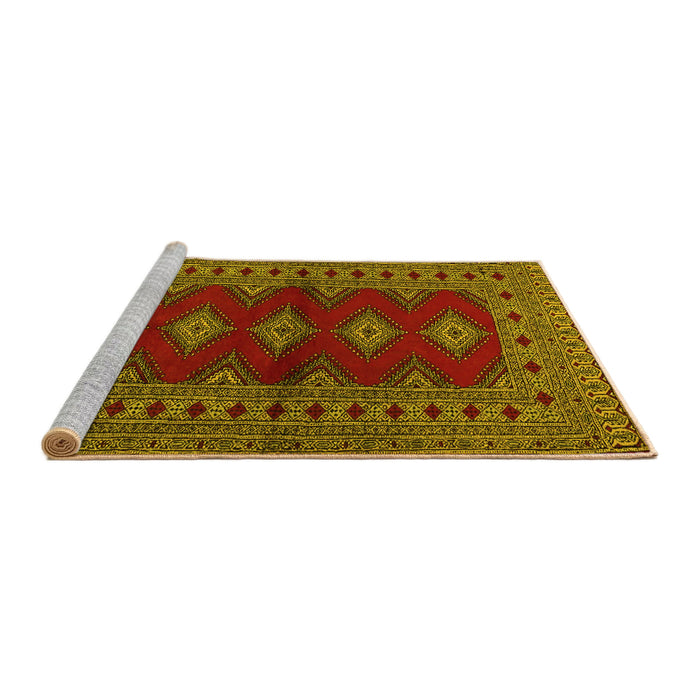 Sideview of Machine Washable Persian Yellow Traditional Rug, wshtr2476yw