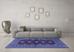 Machine Washable Persian Blue Traditional Rug in a Living Room, wshtr2476blu