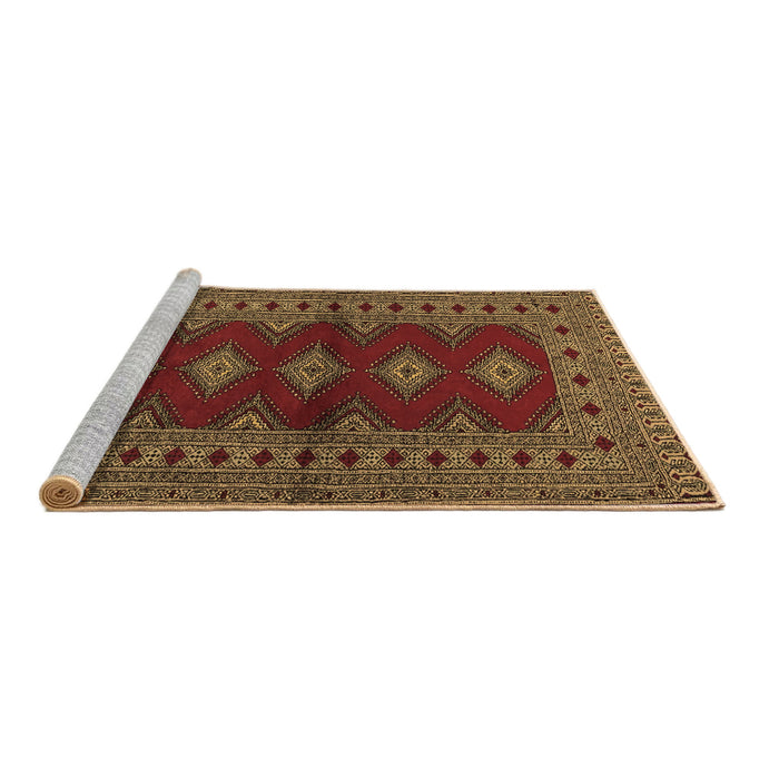 Sideview of Machine Washable Persian Brown Traditional Rug, wshtr2476brn